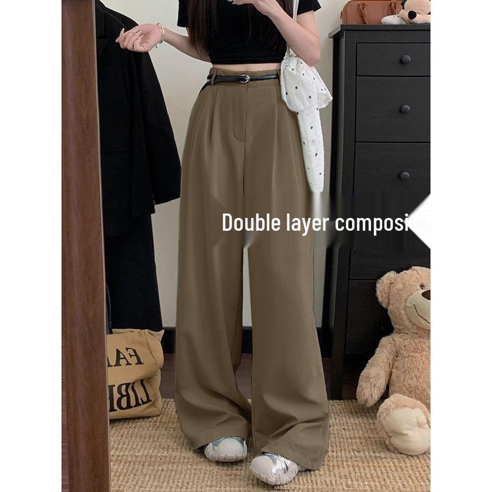 Women's High-Waisted Floor-Length Wide-Leg Trousers - Casual, Loose Fit for Spring and Autumn