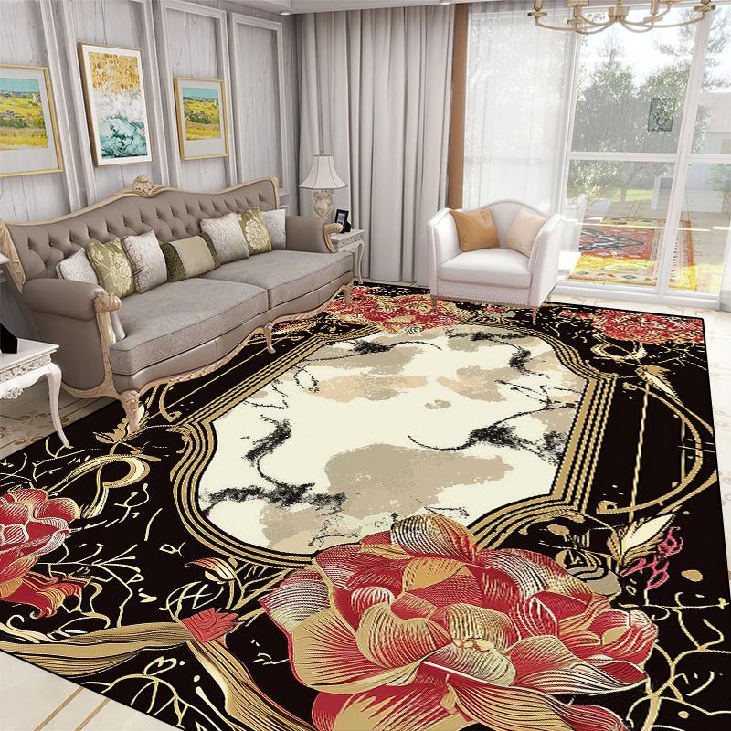 Роскошные 3D ковры с растительным рисунком для гостиной, украшения в европейском и американском стиле, большие ковры, нескользящий коврик для журнального столика, коврик для гостиной