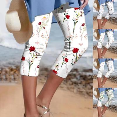 Женские модные тонкие леггинсы с принтом, летние пляжные капри, брюки