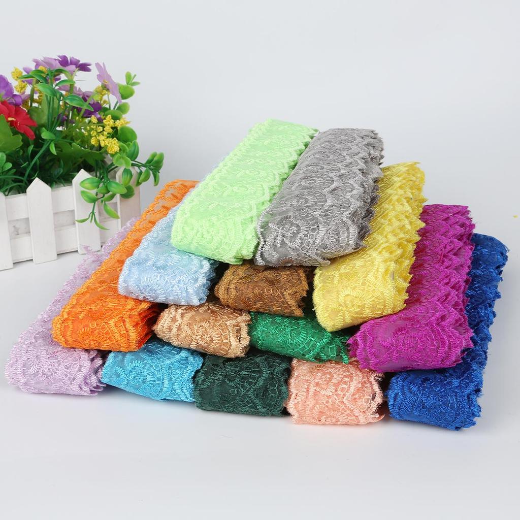 10yards/lot Multi-Color Lace Trim Fabric 40MM Embroidered Net Lace Trim For Sewing Decoration DIY Embroidered Lace Ribbon