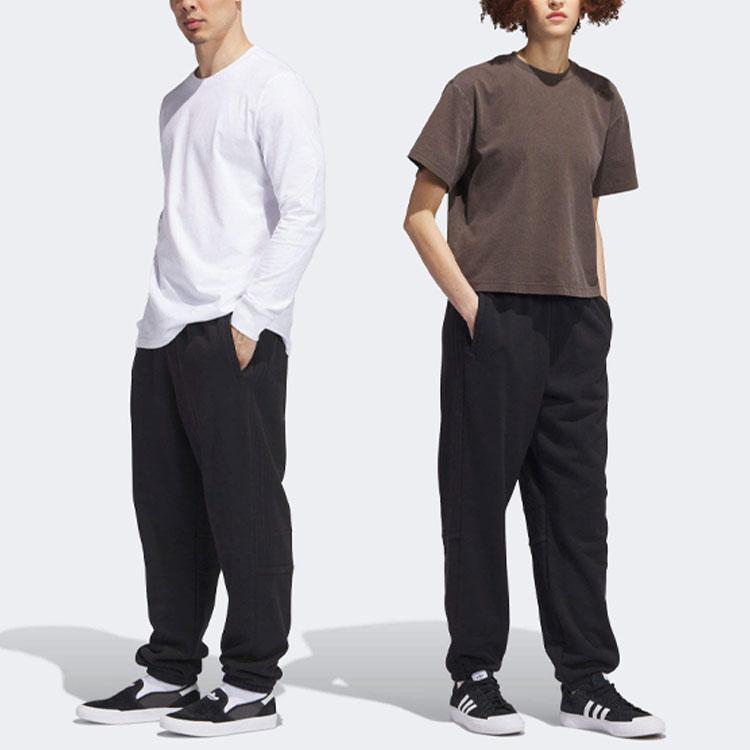 adidas Оригинальные однотонные трикотажные джоггеры с эластичным поясом и манжетами, унисекс, черные IJ6321