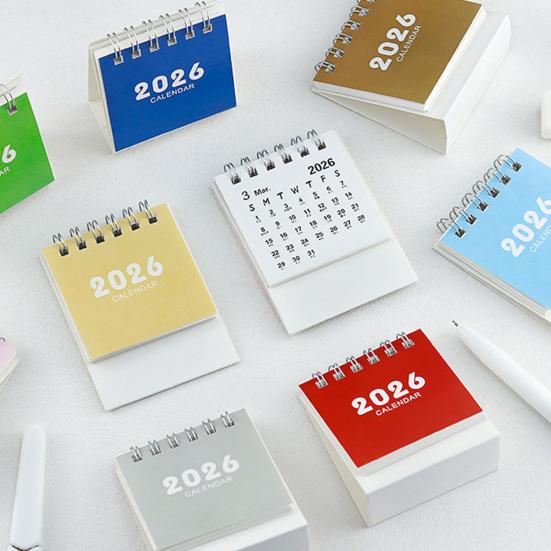 2026 Mini Desktop Calendar Cute Cartoon Desk Planner with Spiral Binding Small Planning Notebook