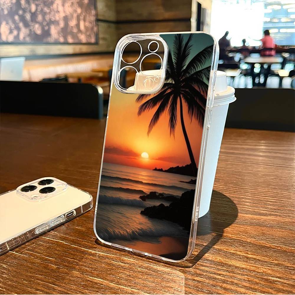 Чехол для телефона «Закат» для iPhone 17, 16, 15, 14, 13, 12, 11 Plus, Pro Max Мягкий прозрачный чехол