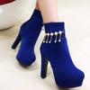 Women's High Heel Short Boots Fashion Waterproof Platform Thick Heel Solid Short Boots Large Suede High Heel Boots