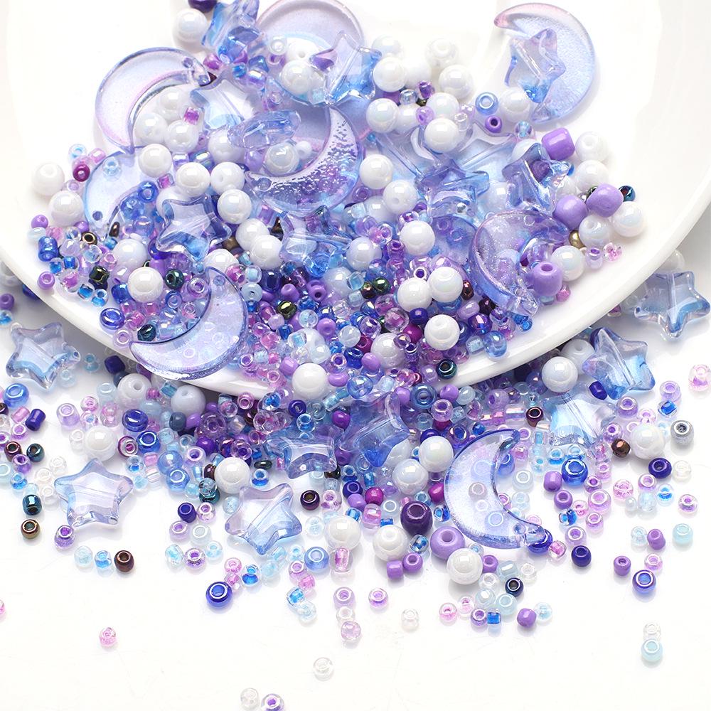 Набор для изготовления украшений своими руками из бусин-звездочек и лун, а также бисера для серег, браслетов и ожерелий