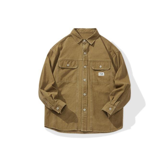 Весенняя новая американская ретро рабочая рубашка-куртка мужская новая свободная рубашка с длинным рукавом