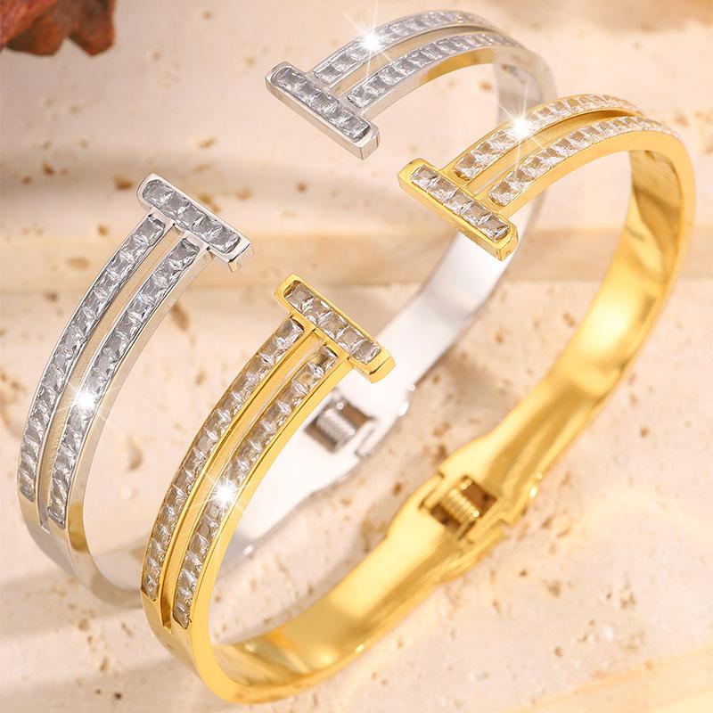 Браслет Tiffany с двойной Т-образной полой открытой конструкцией, в стиле высоких пар, подчеркивающий темперамент