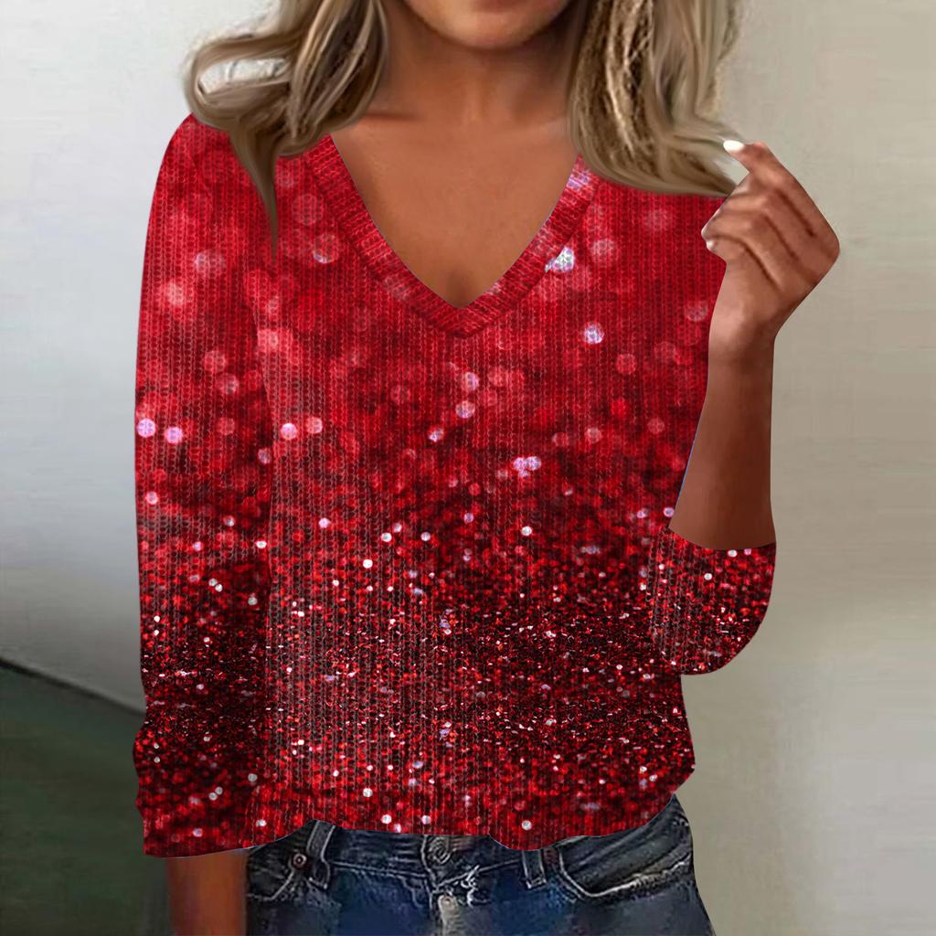 Женский милый свитер вязаный модный повседневный с V-образным вырезом с длинным рукавом уютный с принтом топ