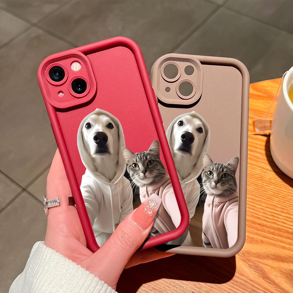 Cats Dogs Group Photo Soft Silicone Phone Casing Full Cover Camera Shockproof Protection Rubber Case for Vivo