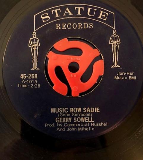 7-дюймовая пластинка GERRY SOWELL - Music Row Sadie 45258 Statue Records 1969 США Фолк Б/У