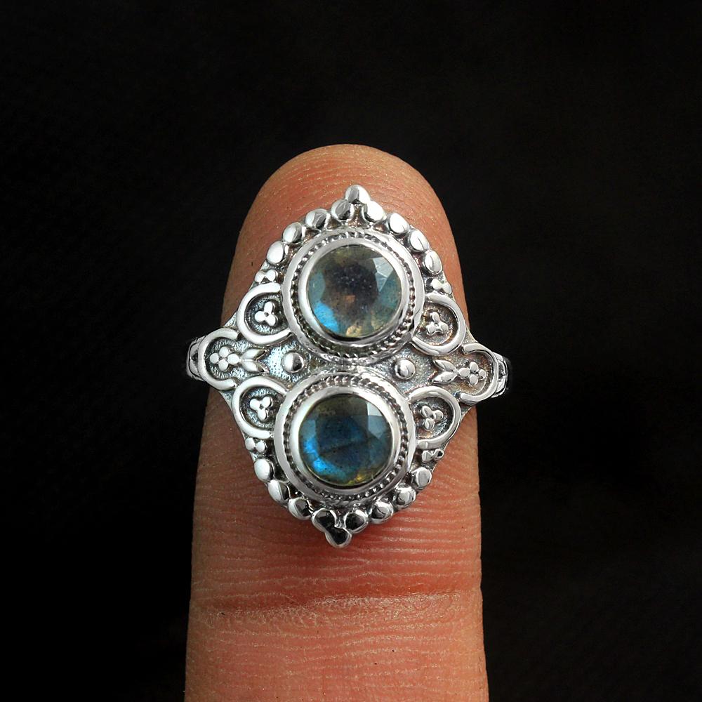 Твердое кольцо из стерлингового серебра 925 пробы с драгоценным камнем лабрадорит, ювелирные изделия ручной работы