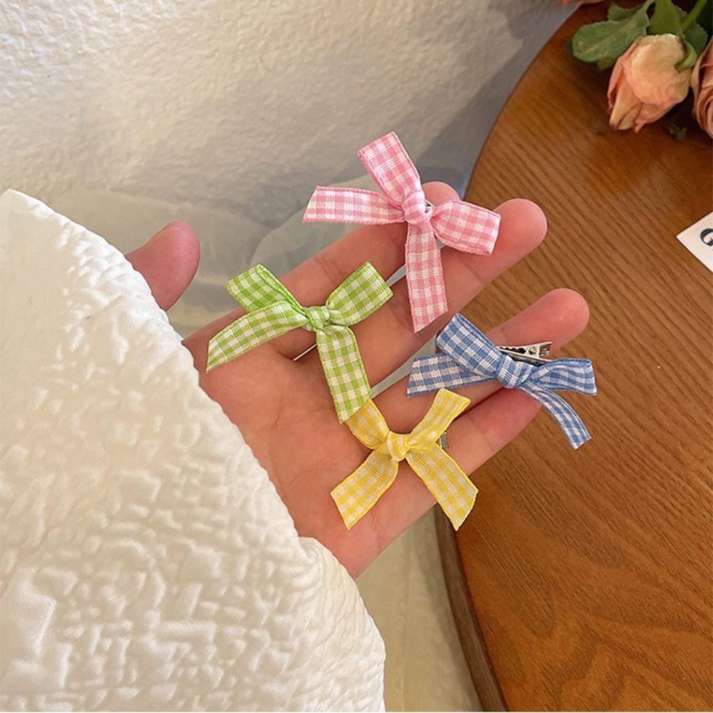 Hairpin Plaid Female Hair Accessories Korean Style Headwear Children's Hair Clip Bowknot Hairpin