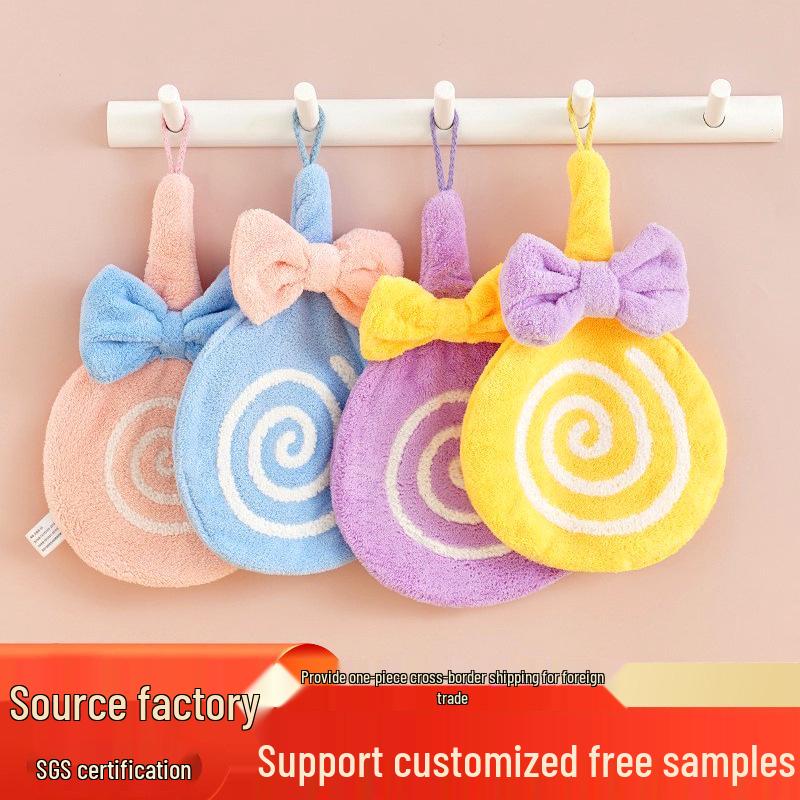 Cute Quick-Dry Children's Hand Towel - Soft, Lint-Free, Absorbent, and Hanging for Bathroom or Kitchen Use.