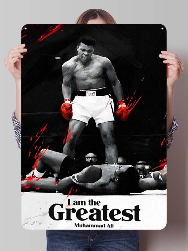 Металлические постеры с изображением Мухаммеда Али, боксера, декор для комнаты, изготовленные на заказ металлические таблички с боксерскими мотивами для украшения стен, ретро-стиль для дома и мужской тематики.