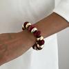 Round Beads Elastic Bangle Multicolor Beaded Wristband Retro Stretch Bracelet  Gift for Women