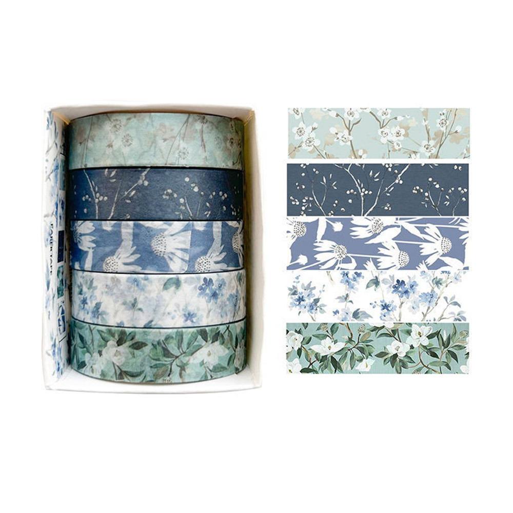 5 Rolls Spring Flower Washi Tape Self-adhesive Multicolor Scrapbooking Decorative Tape Wrapping DIY Wrapping Washi Tape