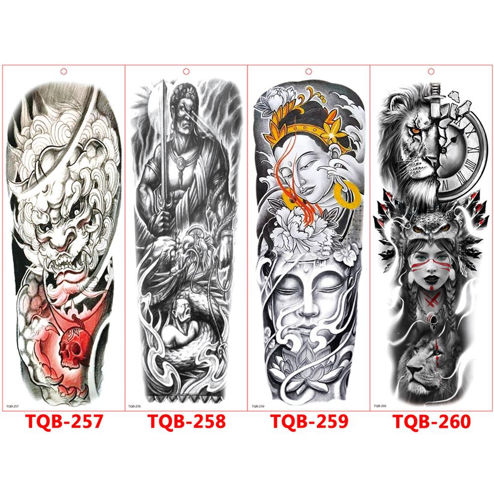Татуировка с большим рукавом, розой, часами, глазом, водостойкая временная татуировка, наклейка, Лев, Король волков, боди-арт, полная поддельная татуировка для женщин и мужчин