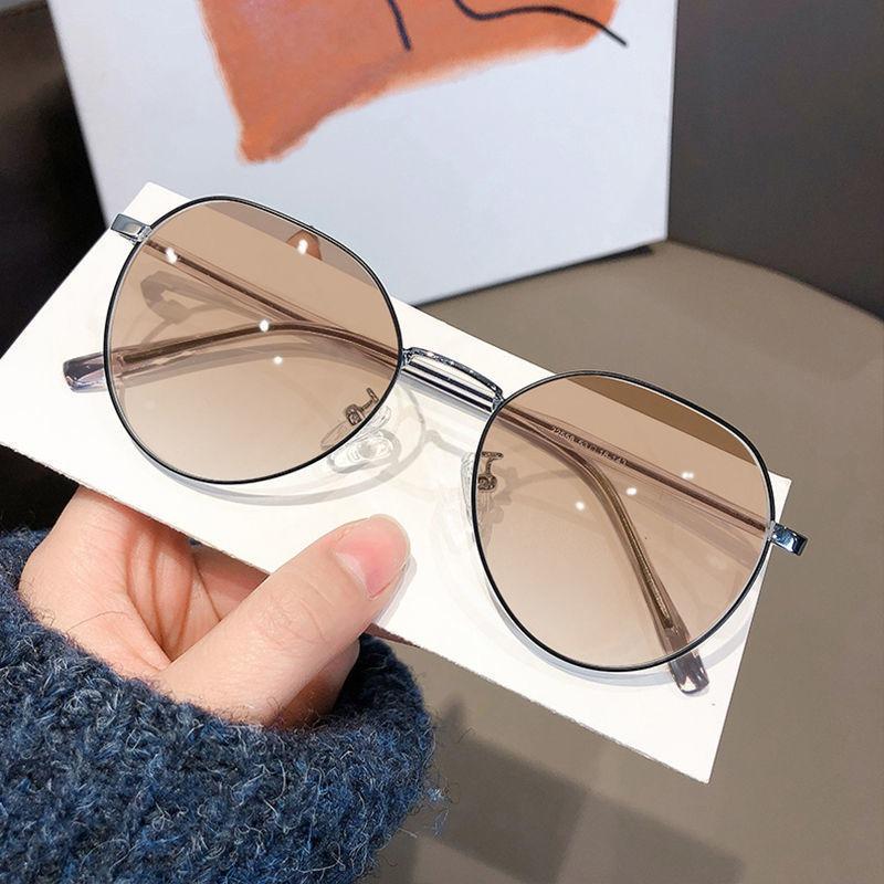 2шт прозрачные фотохромные овальные очки женские из нержавеющей стали оправа из поликарбоната модная металлическая цепочка