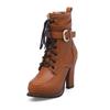 High Quality Pu Autumn Winter New Arrive Women Boots Black Wine Red Brown Ankle Boots Zipper Buckle Lace Up Ladies Boots559