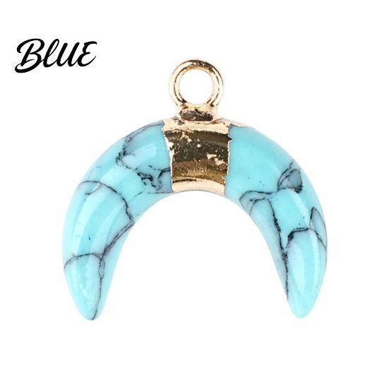 DIY Pendant Charm Gold-Plated Edging Crescent Horn Design Natural Imitation