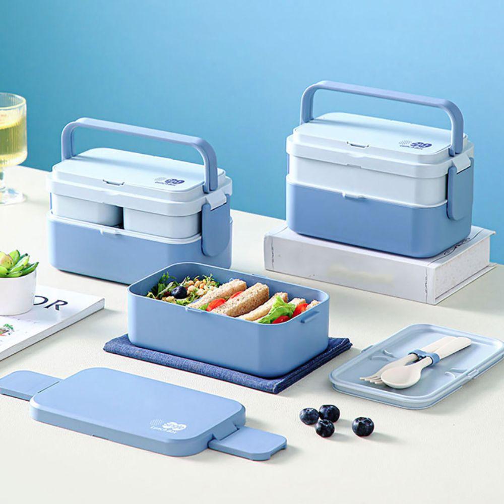 Japanese-style Student Lunch Container Microwavable Food Container 2 Layer Picnic Lunch Box Office