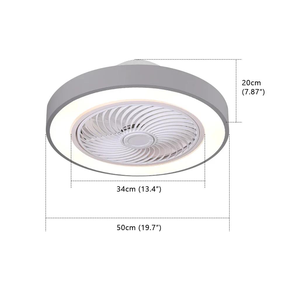 Потолочный вентилятор Nordic Home с подсветкой, интеллектуальное дистанционное управление, невидимые лопасти, бесшумный вентилятор, декоративное освещение, потолочный светильник 50 см