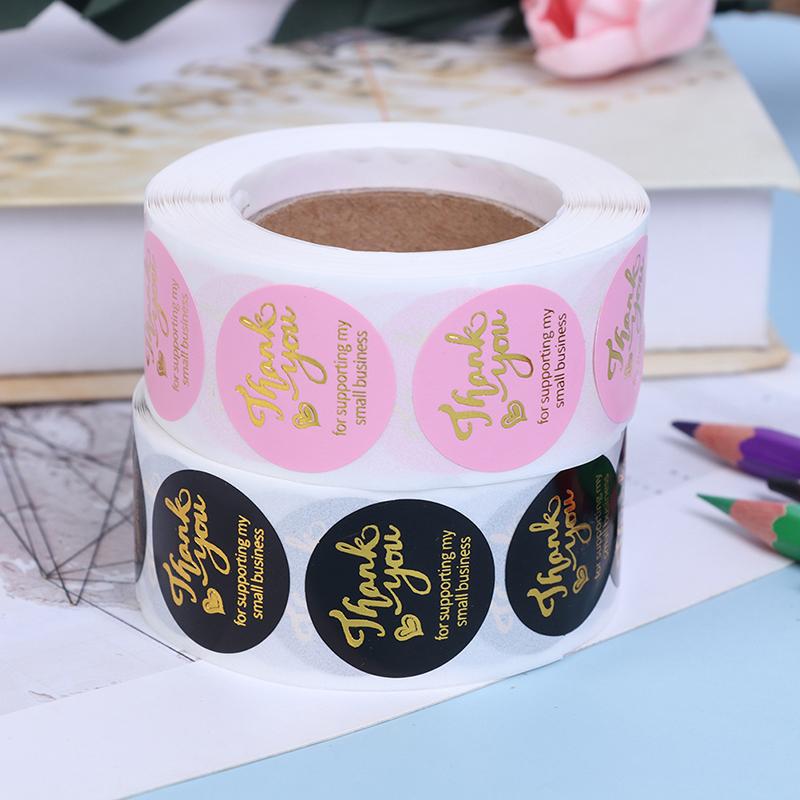 500 шт. наклейка «спасибо» свадебный декор печать штамповка розовая черная круглая этикетка