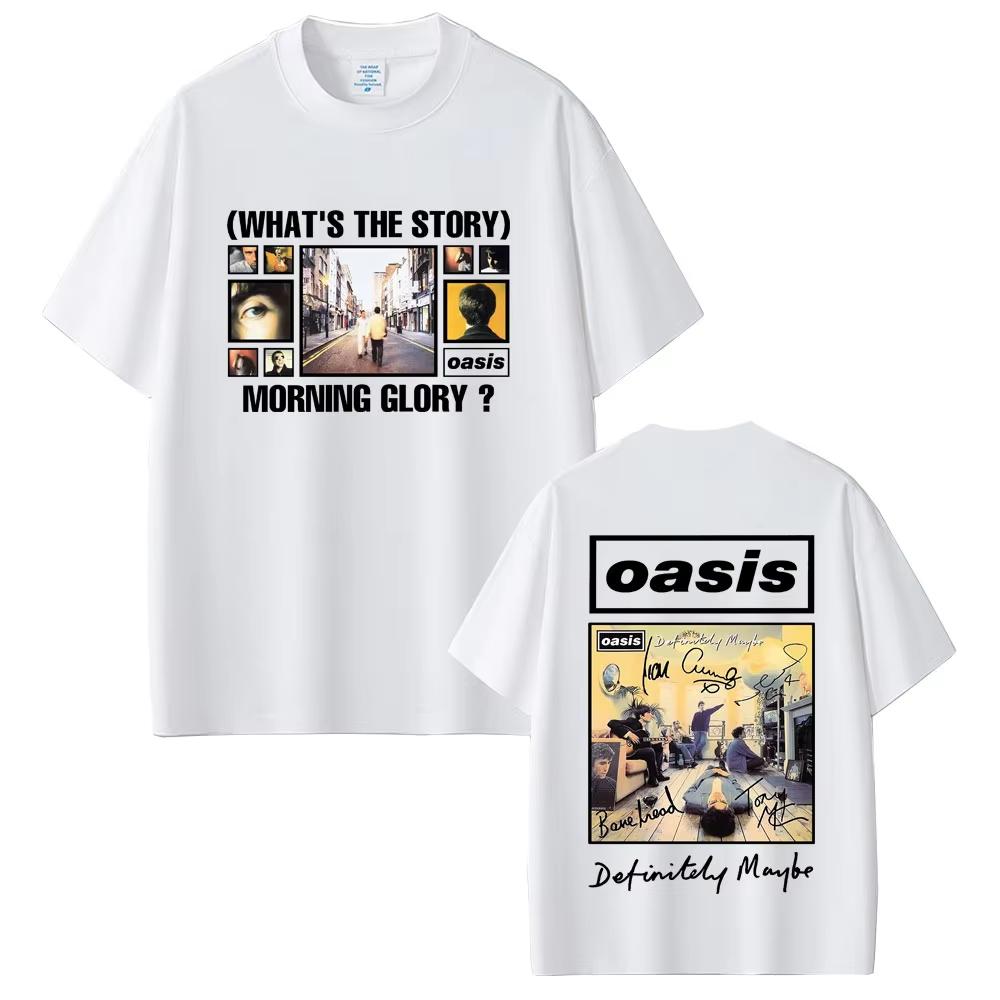 British Rock Band OOasis Definitely Maybe TShirts Men Women Clothing Cotton Casual Vintage Short Sleeve T Shirts Streetwear