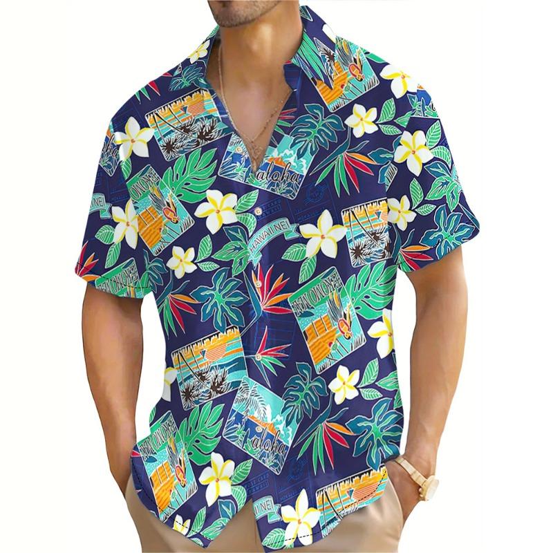 Summer Fashion New Hawaiian Style Men's Short-Sleeved Shirt Beach Vacation Beach Party Wear Men's Oversized Tops SIZE S-5XL