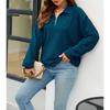 Autumn and Winter Casual Half-open Zipper  Sports Women's Lapel Loose Pullover Long-sleeved Sweater