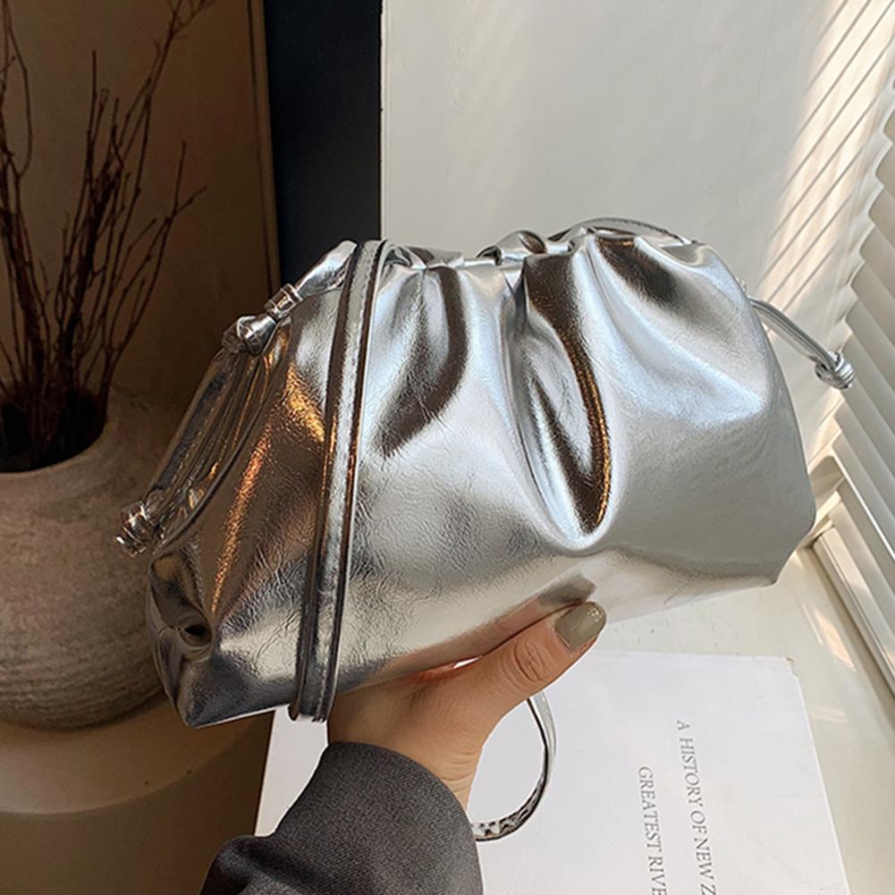 Плиссированная женская сумка-пельмень из ПУ кожи, элегантный банкетный клатч, присборенная однотонная модная вечерняя сумка, женская свадебная шикарная сумка-хобо