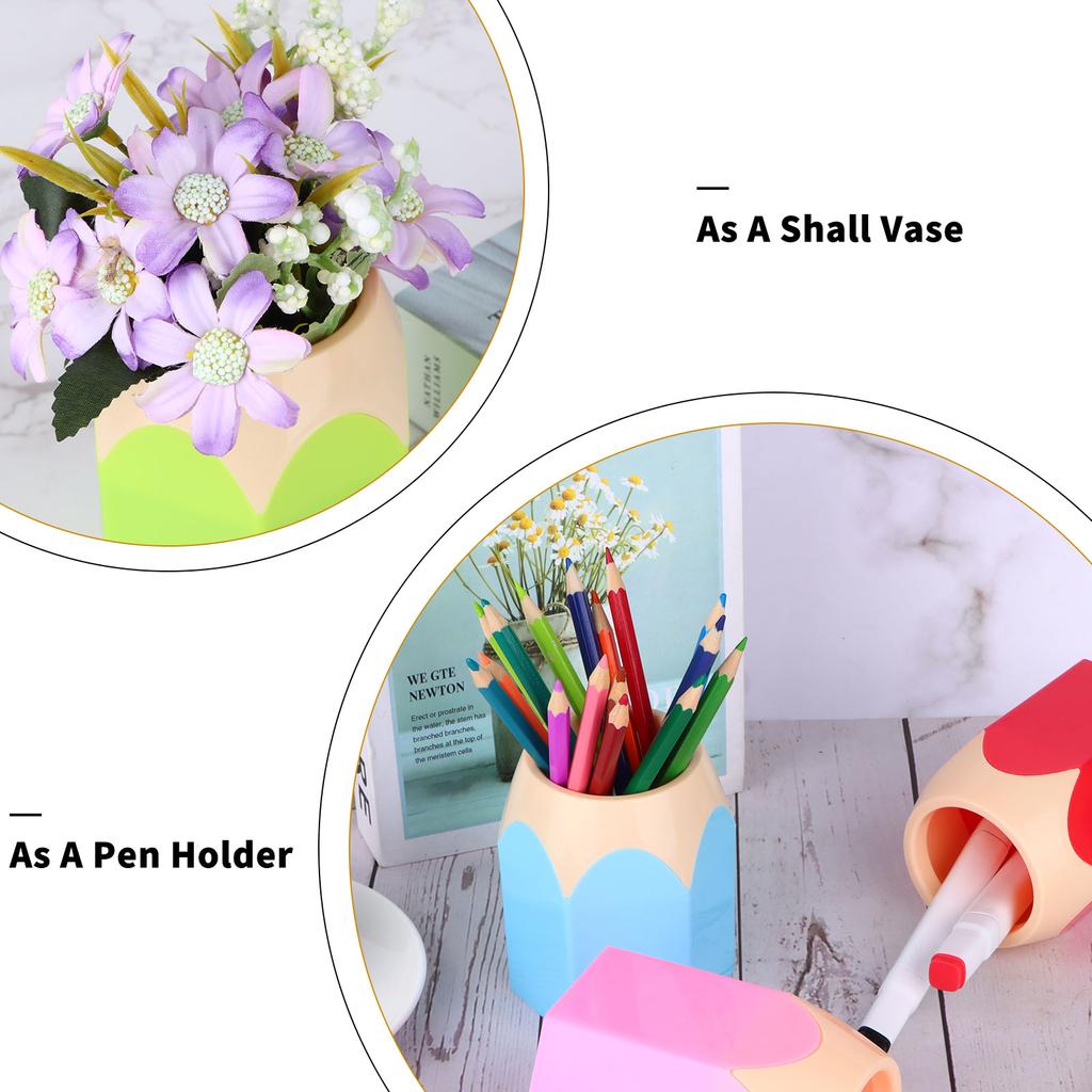 6Pcs Pencil Shaped Pen Holders Pencil Storage Organizer Cute Desktop Pen Cup