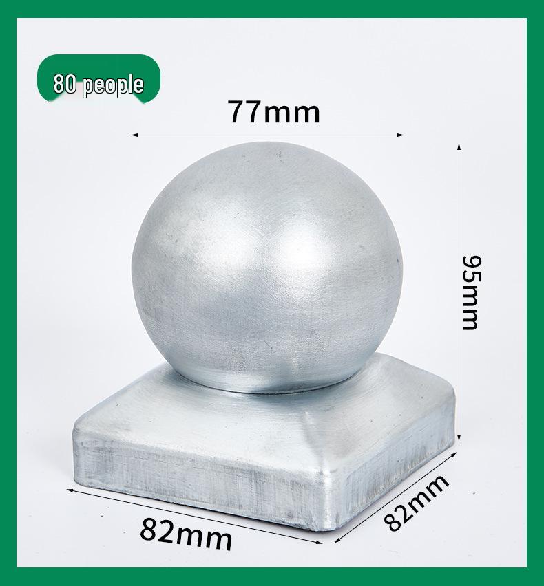 Wrought Iron Galvanized Ball Fence Post Cap for Square & Round Tubes