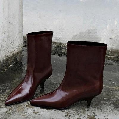 Мода Мода Стилет Одиночные Сапоги Женская Мода Заостренный Носок Стилет Нескользящие Западные Сапоги