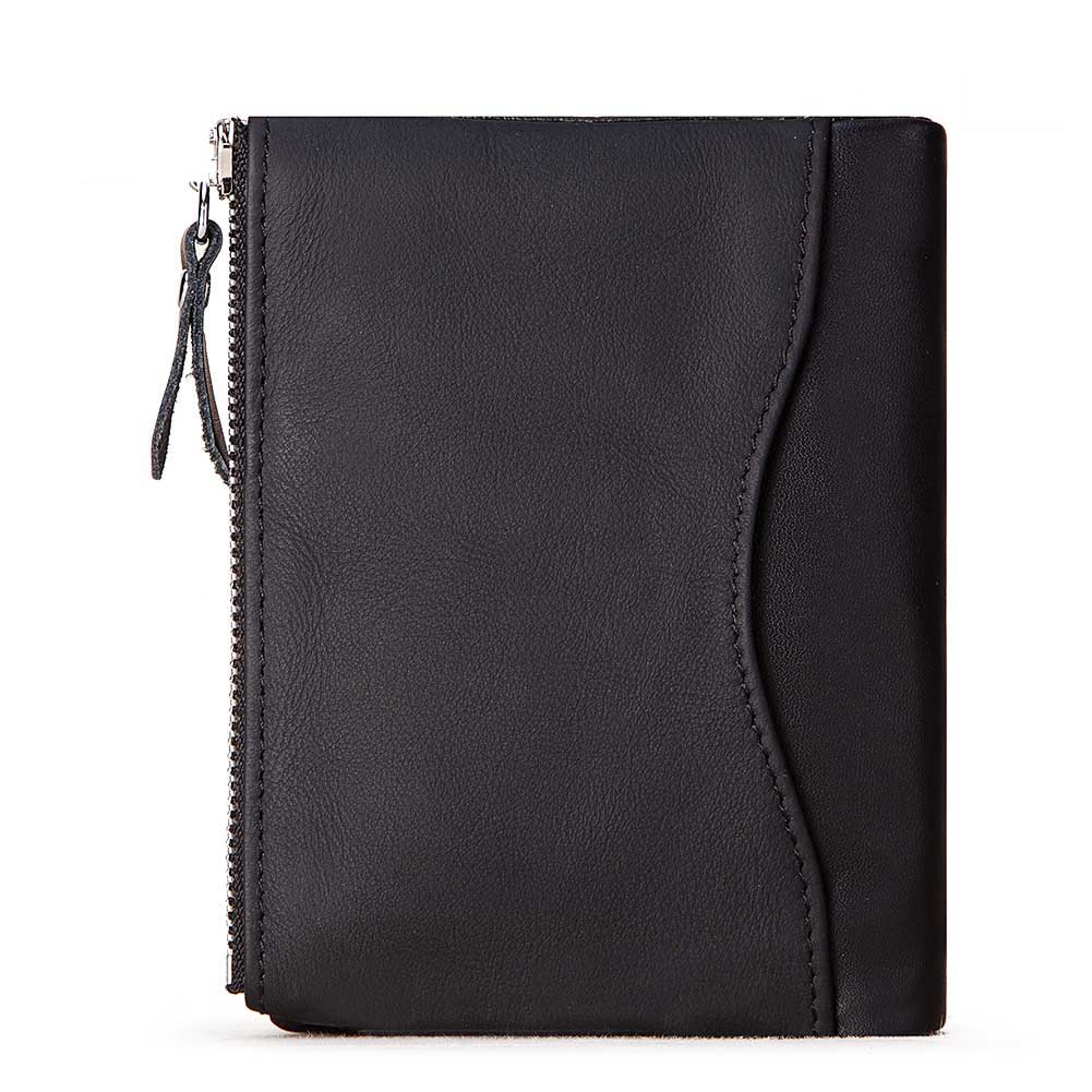 Humerpaul Мужской кошелек RFID защита от кражи сканирование мужской кожаный короткий кошелек Biflod на молнии чехол для монет повседневная сумка для денег BP-BP812-черный