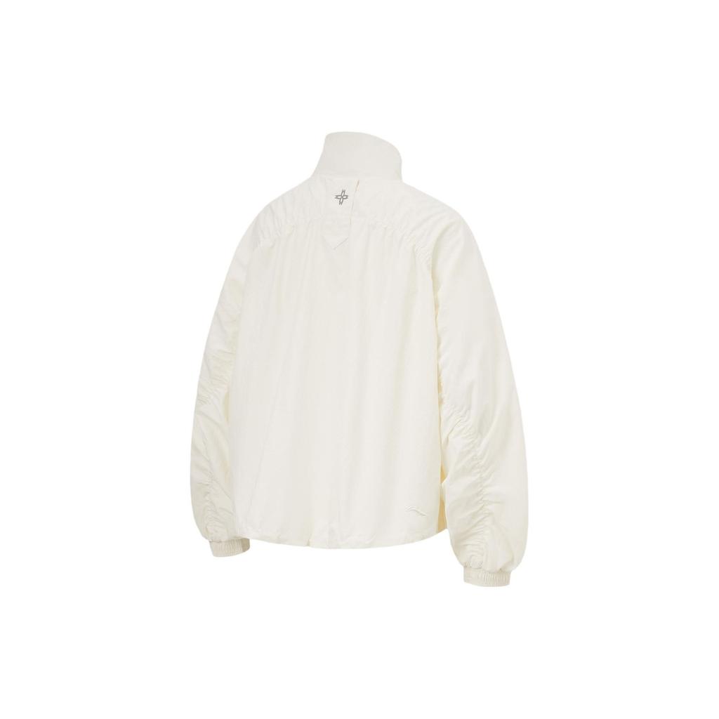 Li-Ning Спортивная повседневная куртка на молнии с воротником-стойкой и длинными рукавами, женские куртки цвета Off-White AFDU078-1