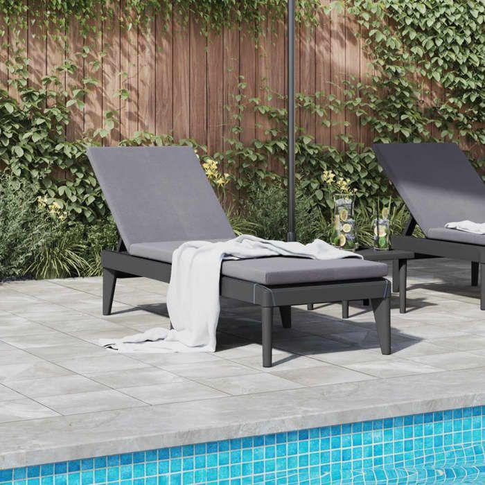 VidaXL Chaise Longue, Siège avec Dossier Réglable, Bain de Soleil, Transat de Jardin Patio Terrasse Arrière-cour, Moderne, 364221