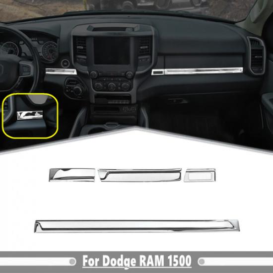 For Dodge Ram 1500 19-25 Chrome Center Console Molding Strip Panel Cover Trim 4P