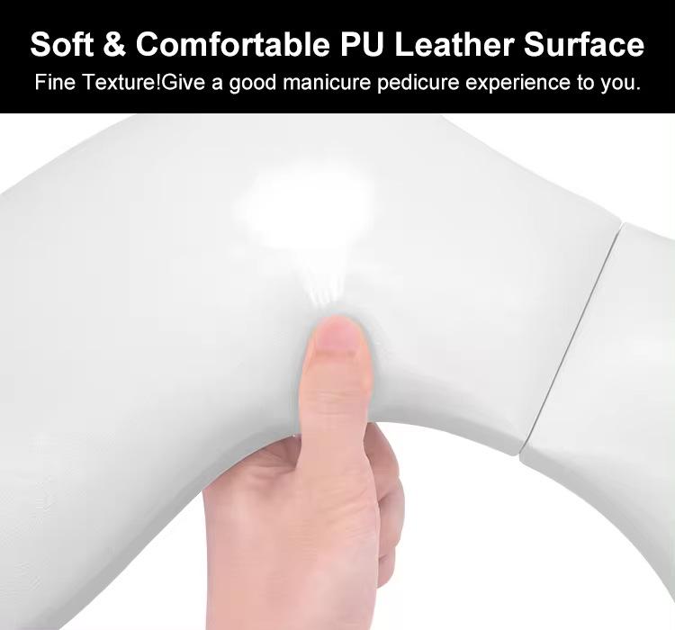 Portable Foldable U-Shaped PU Leather Nail Art Hand Rest with Butterfly Slope Design