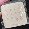 1Set Korea Cute Pink  Heart Little Stud Earrings Sweet Cool Love Zircon Ear Studs Aesthetic Earrings Girl Jewelry Gift