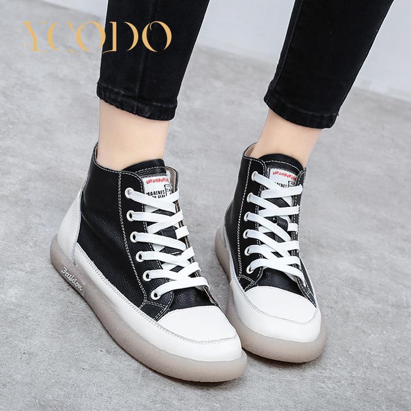 Женская весенне-осенняя повседневная обувь на плоской подошве, кожаные студенческие ботинки для девочек