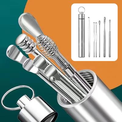 Ухочистка Набор для удаления ушной серы Ушная кюретка Очиститель 360-градусный спиральный дизайн Очиститель слухового прохода Инструмент для чистки ушей Набор