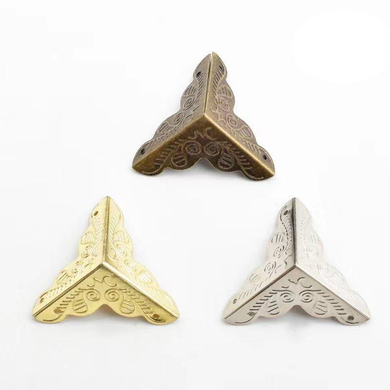 Защитный уголок для ящика для яиц 20 шт., антикварный латунный треугольный уголок из ротанга, резной деревянный чехол для защиты краев