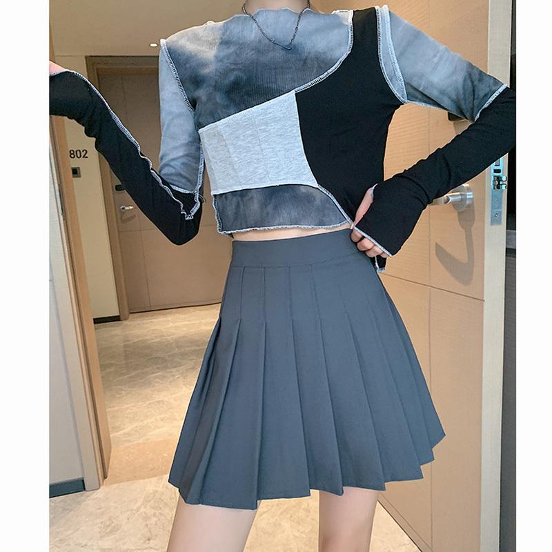 Summer Spring Fashion Femlae Girl's Skirts Zipper Solid A-line Mini Skirts Casual Pleated Skirt Women Skirts