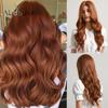 ALAN EATON Long Water Wave Wig Middle Part Red Brown Orange Copper Heat Resistant Synthetic Hair Wigs for Women African American