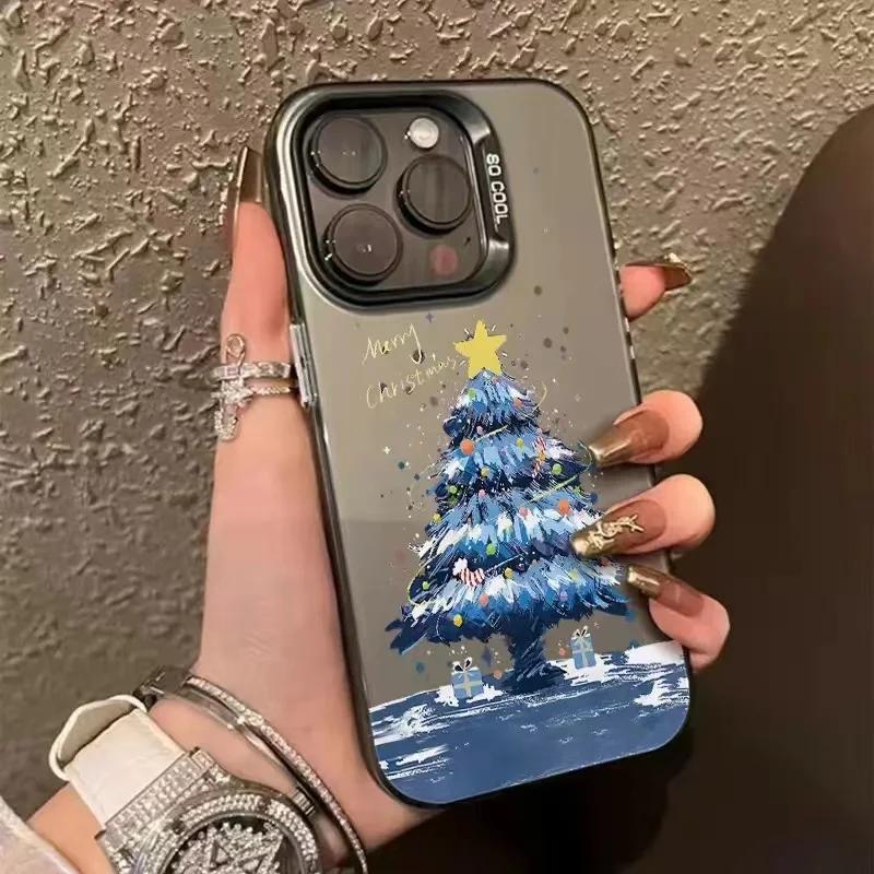 Новая Елка Новый Год Подарок Чехол для Телефона Для iPhone 15 14 11 12 13 Pro Max X XS XR 8 7 14 Plus Защита Камеры Покрытие Обложка
