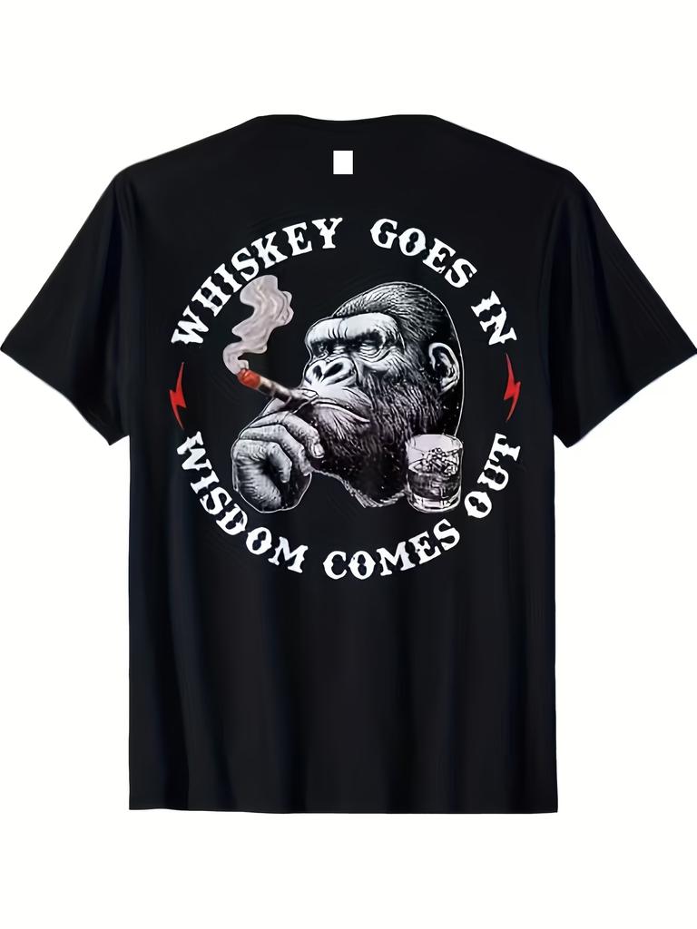 funny Whiskey Goes In Wisdom Comes Out Unisexs T Shirt Unisex Cotton Tee Summer Spring Novelty Top Humor Streetwear Oversized Top