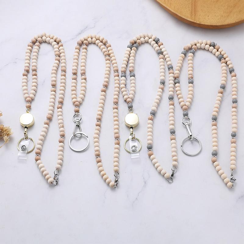 Бохо-шнурки для бейджей, подарки для женщин на Рождество, выдвижной деревянный держатель для бейджа с бусинами, шнур для учителя, круизный шнур