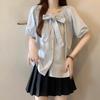 Женские рубашки с коротким рукавом и галстуком-бабочкой, корейские элегантные удобные женские блузки, летняя свободная повседневная женская одежда