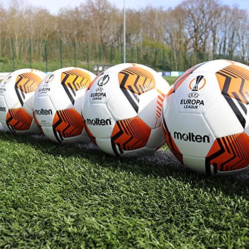Molten Футбольный мяч Лиги Европы УЕФА UEL Official, белый/оранжевый/черный, модель: 5000 «Матч-мяч», размер 5